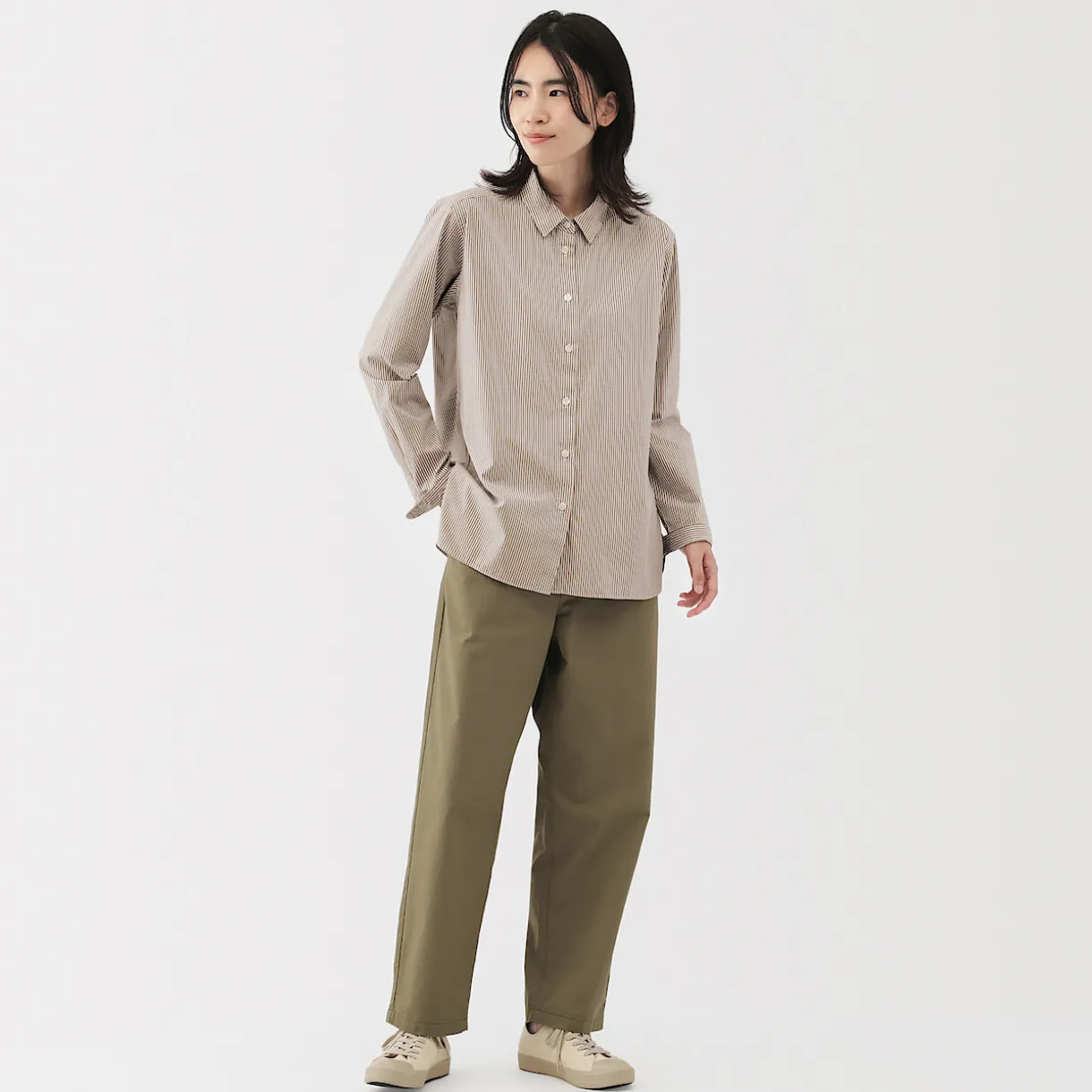 Chemise en coton délavé à mailles larges pour femme