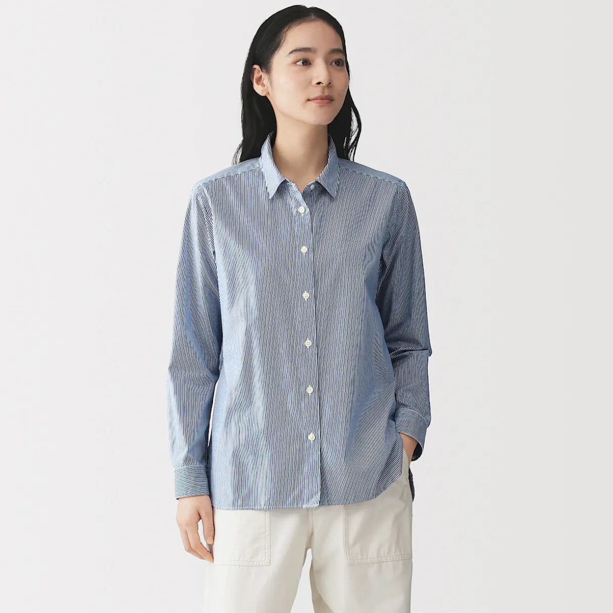 Chemise en coton délavé à mailles larges pour femme