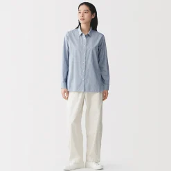 Chemise en coton délavé à mailles larges pour femme