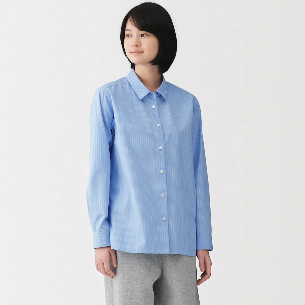 Chemise en coton délavé à mailles larges pour femme