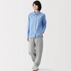 Chemise en coton délavé à mailles larges pour femme