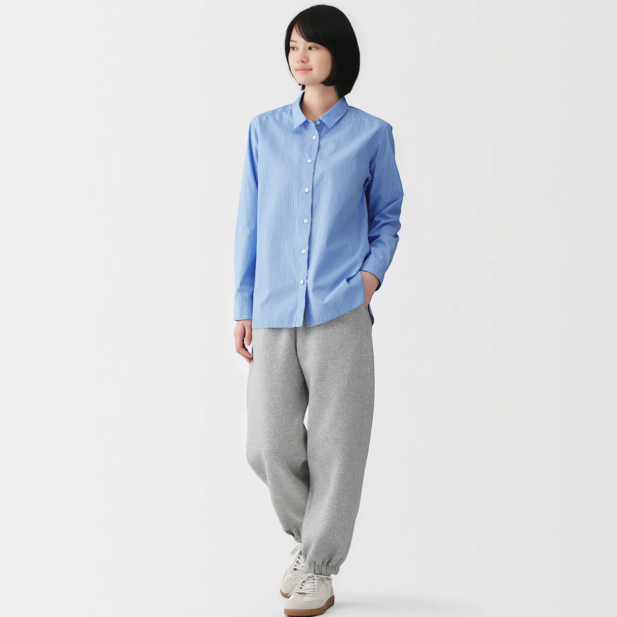 Chemise en coton délavé à mailles larges pour femme