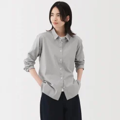 Chemise en coton délavé à mailles larges pour femme