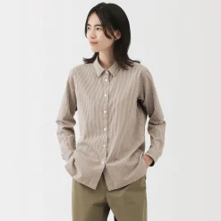 Chemise en coton délavé à mailles larges pour femme