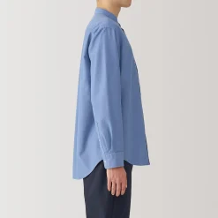 Chemise en coton Oxford lavé col officier pour homme