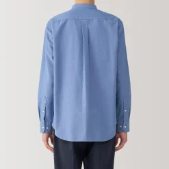 Chemise en coton Oxford lavé col officier pour homme