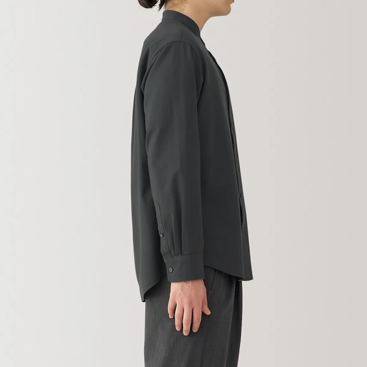 Chemise en coton Oxford lavé col officier homme