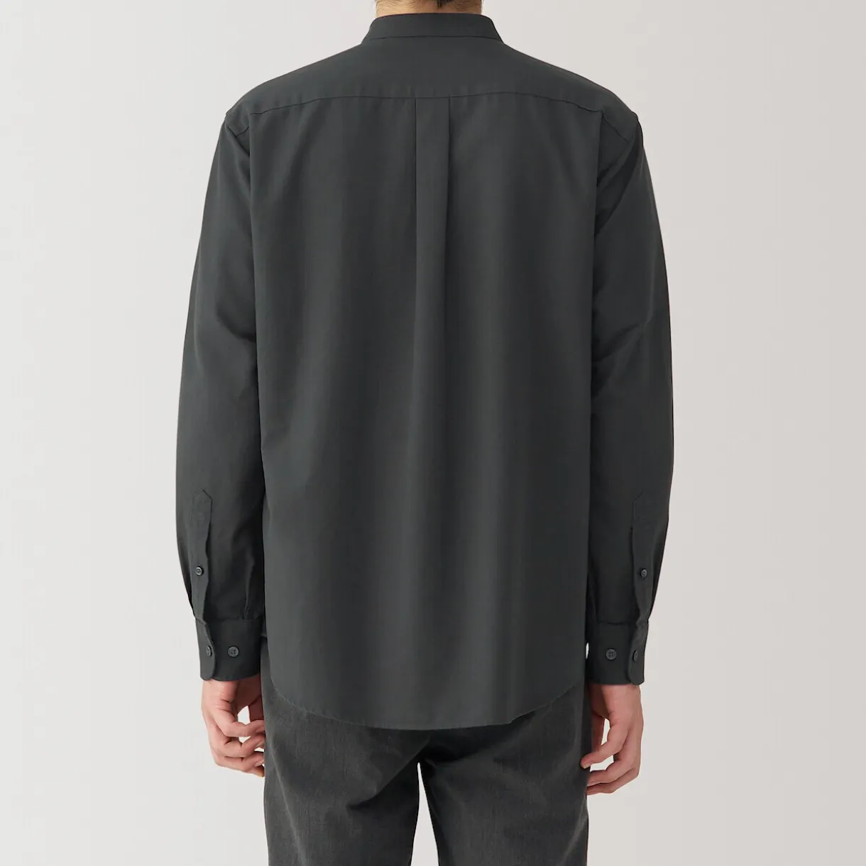 Chemise en coton Oxford lavé col officier homme