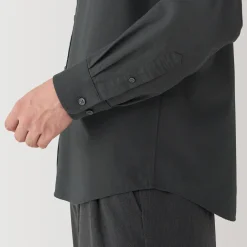 Chemise en coton Oxford lavé col officier homme