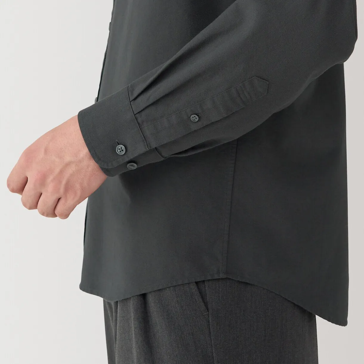 Chemise en coton Oxford lavé col officier homme