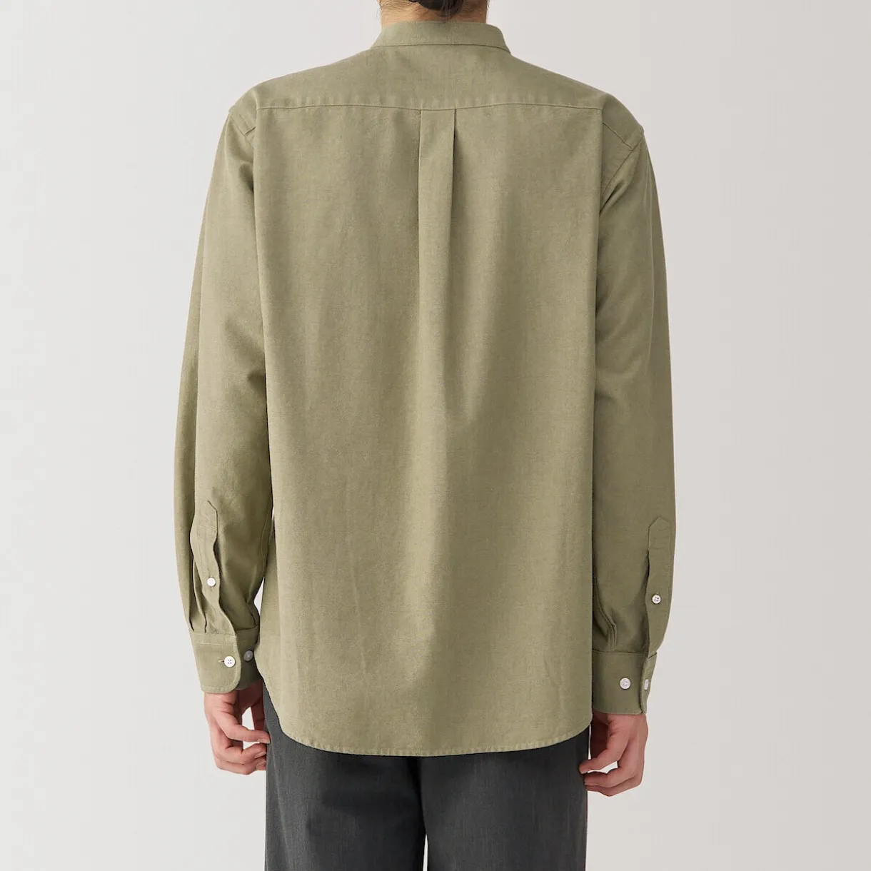 Chemise en coton Oxford lavé col officier homme