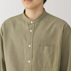 Chemise en coton Oxford lavé col officier homme