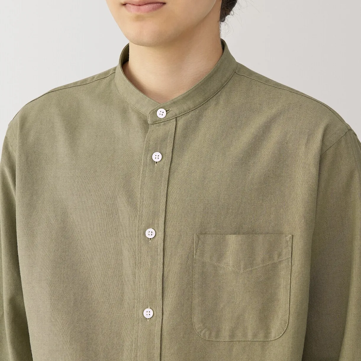 Chemise en coton Oxford lavé col officier homme