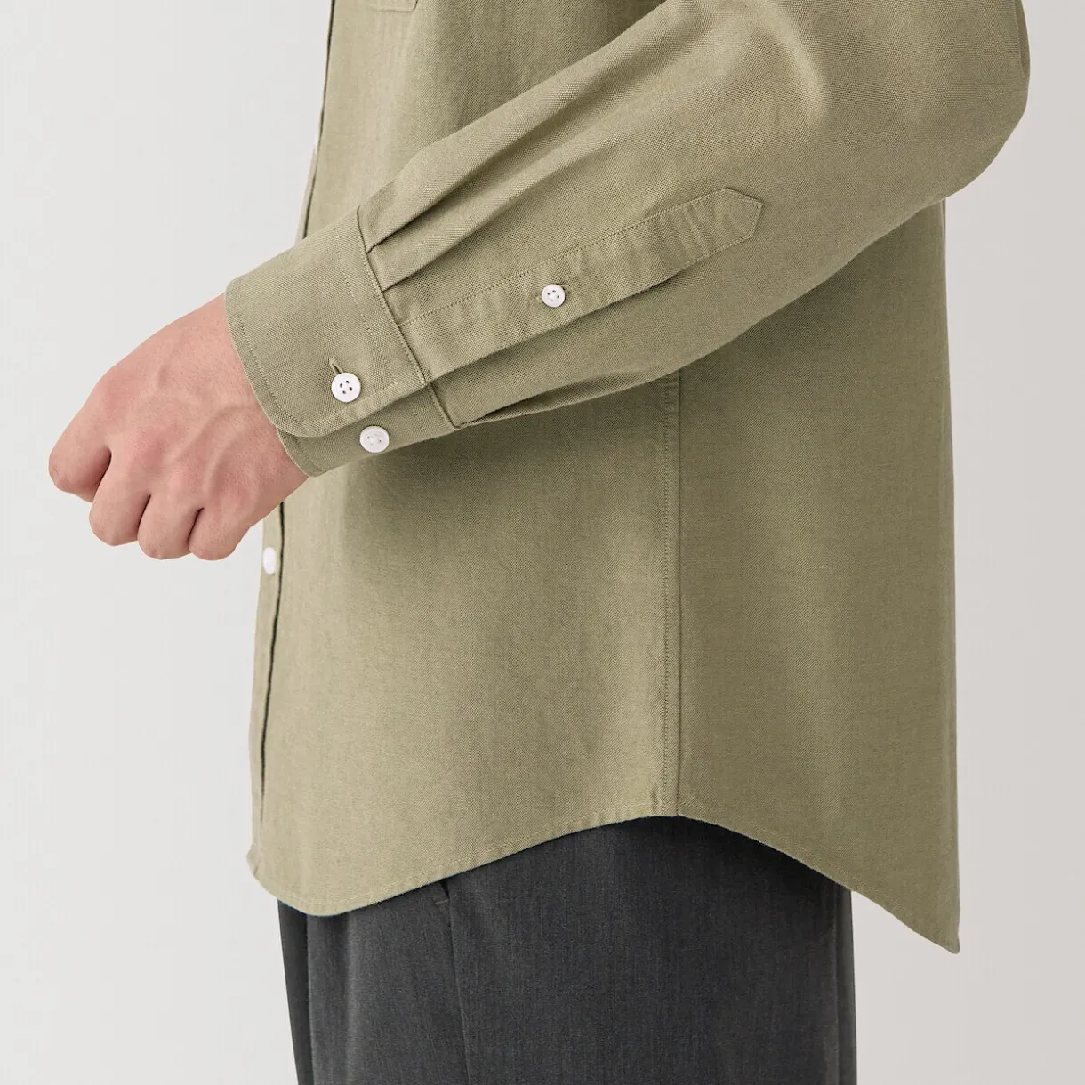 Chemise en coton Oxford lavé col officier homme