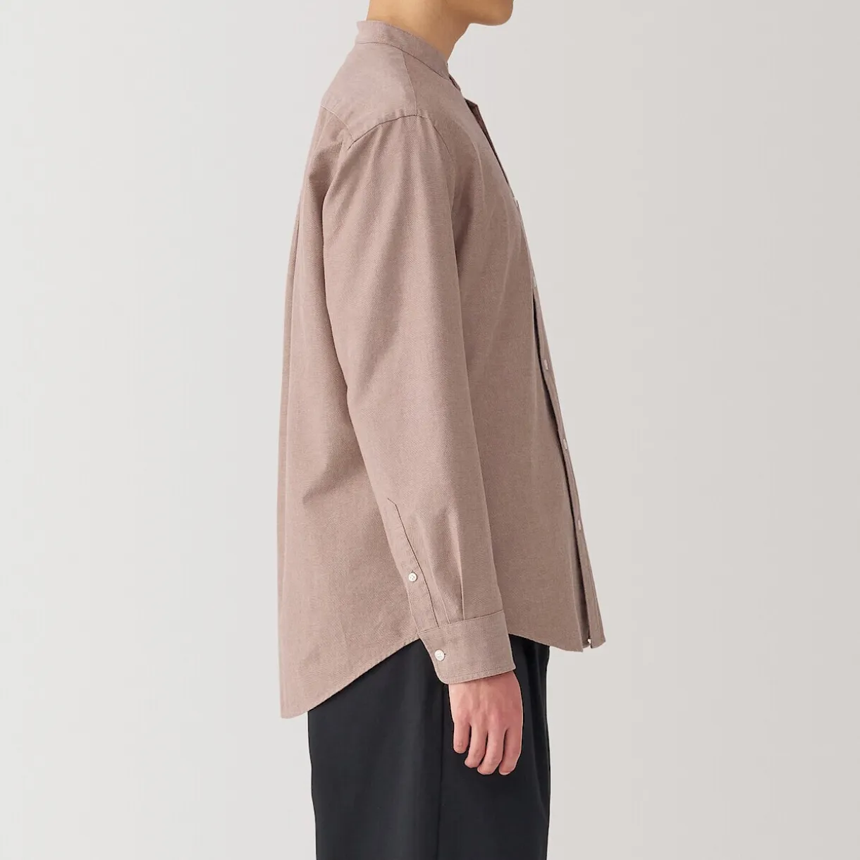 Chemise en coton Oxford lavé col officier homme