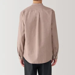 Chemise en coton Oxford lavé col officier homme