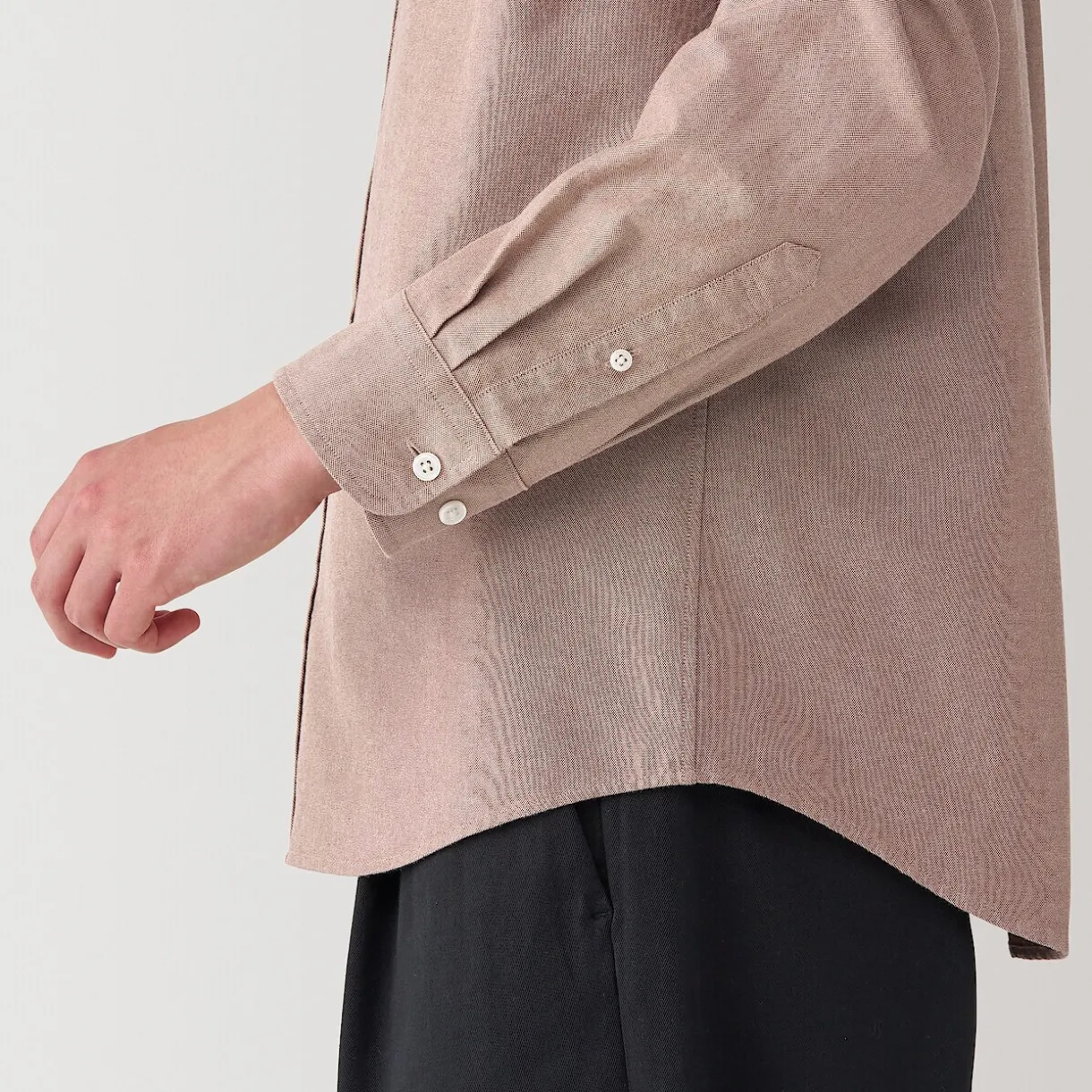 Chemise en coton Oxford lavé col officier homme