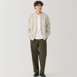 Chemise en coton Oxford lavé col officier homme