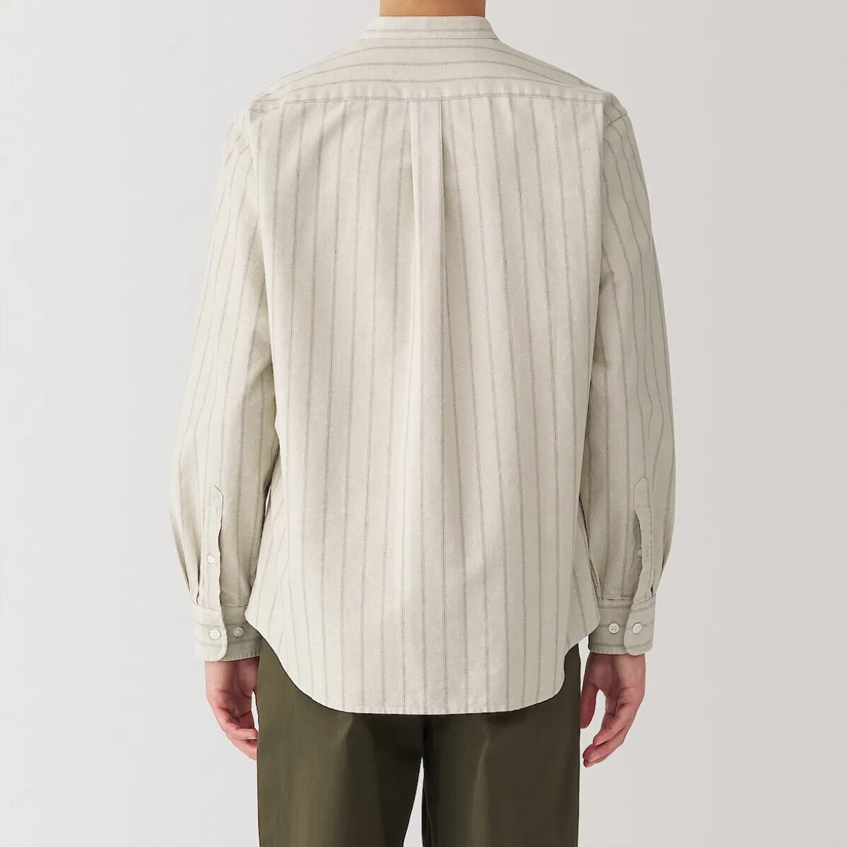 Chemise en coton Oxford lavé col officier homme