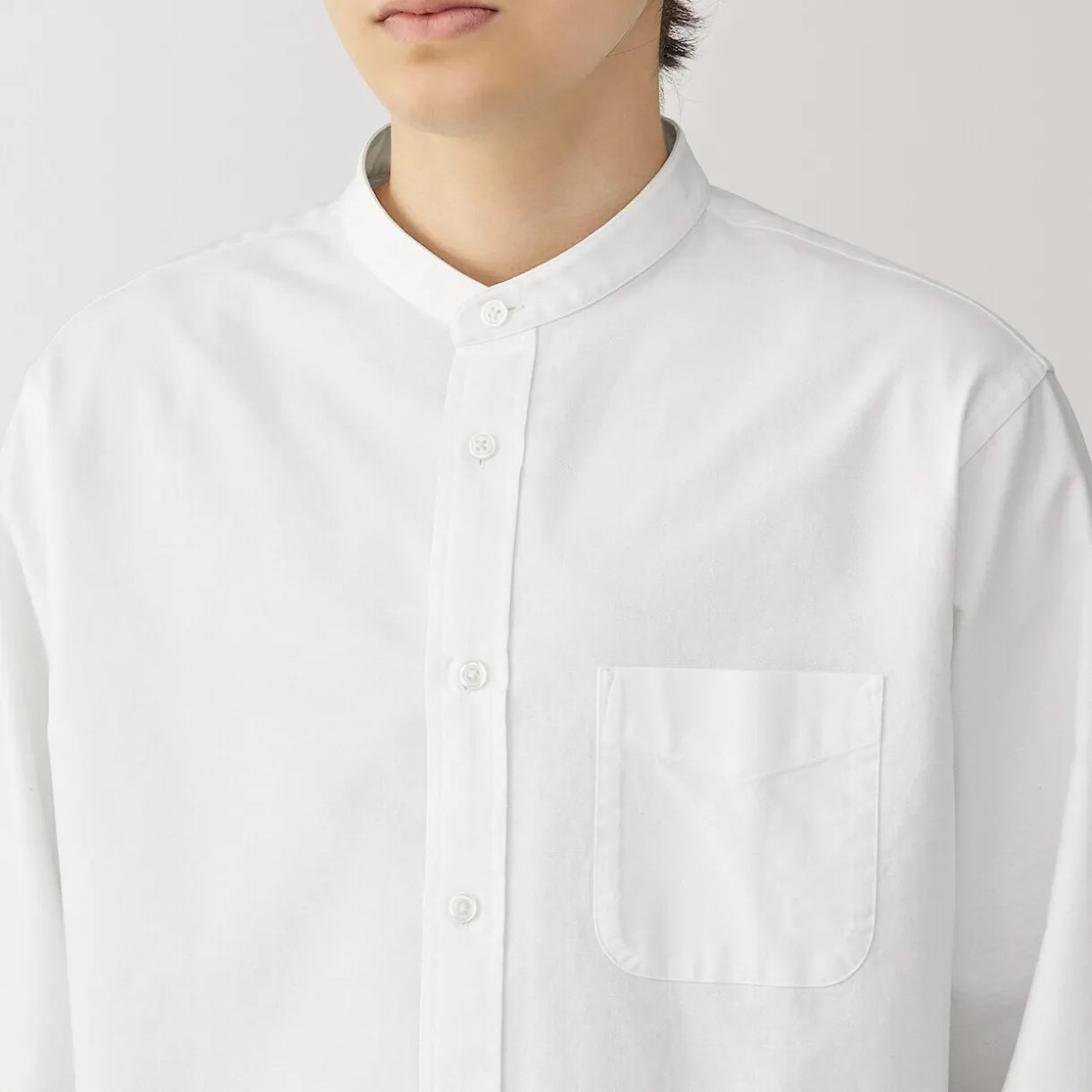 Chemise en coton Oxford lavé col officier homme