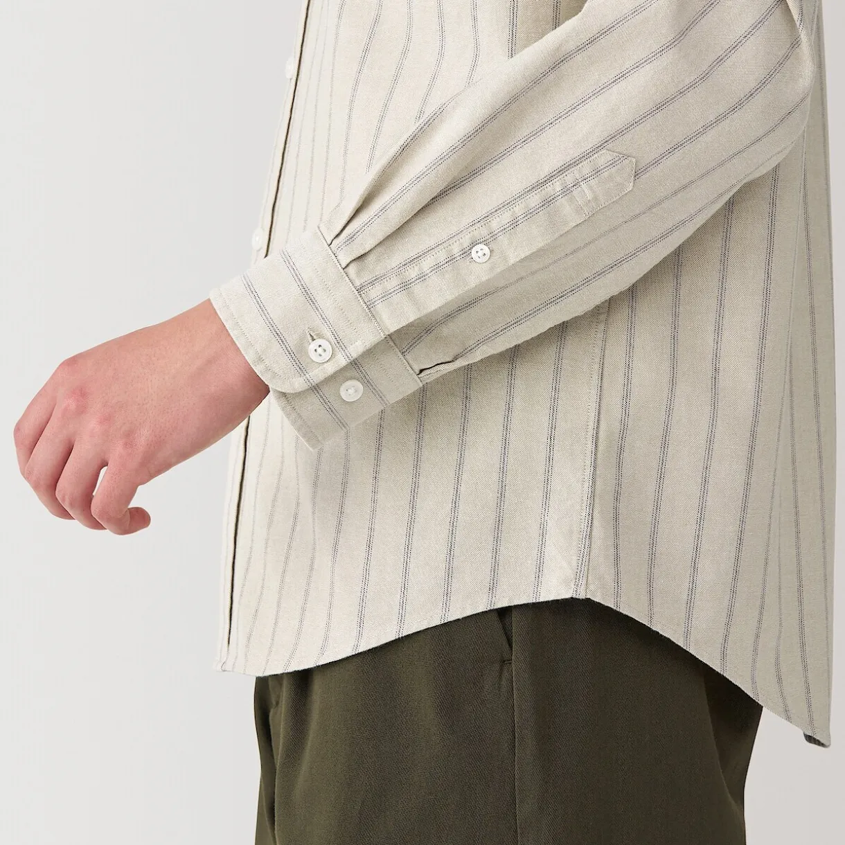 Chemise en coton Oxford lavé col officier homme