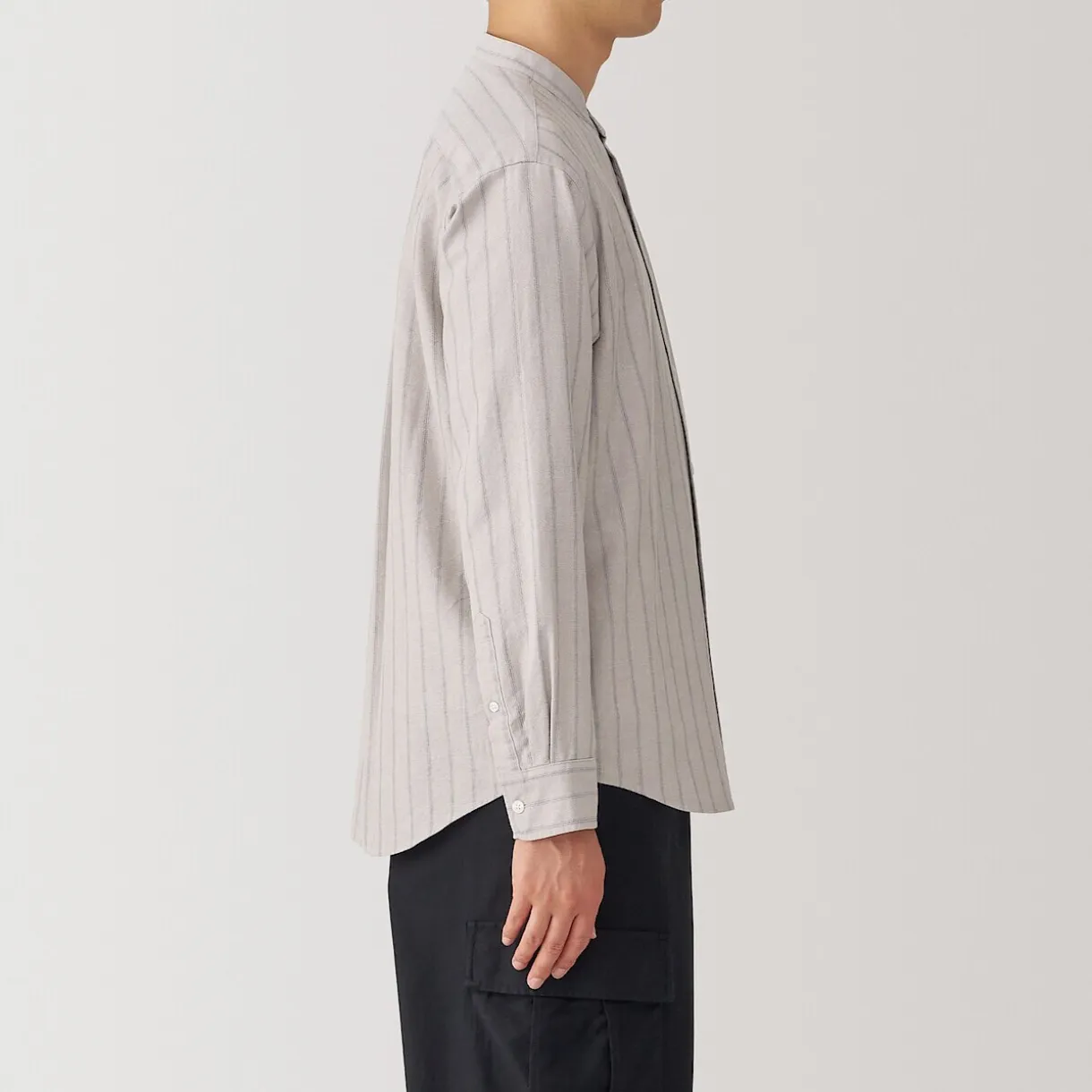 Chemise en coton Oxford lavé col officier homme