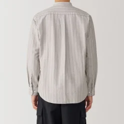 Chemise en coton Oxford lavé col officier homme