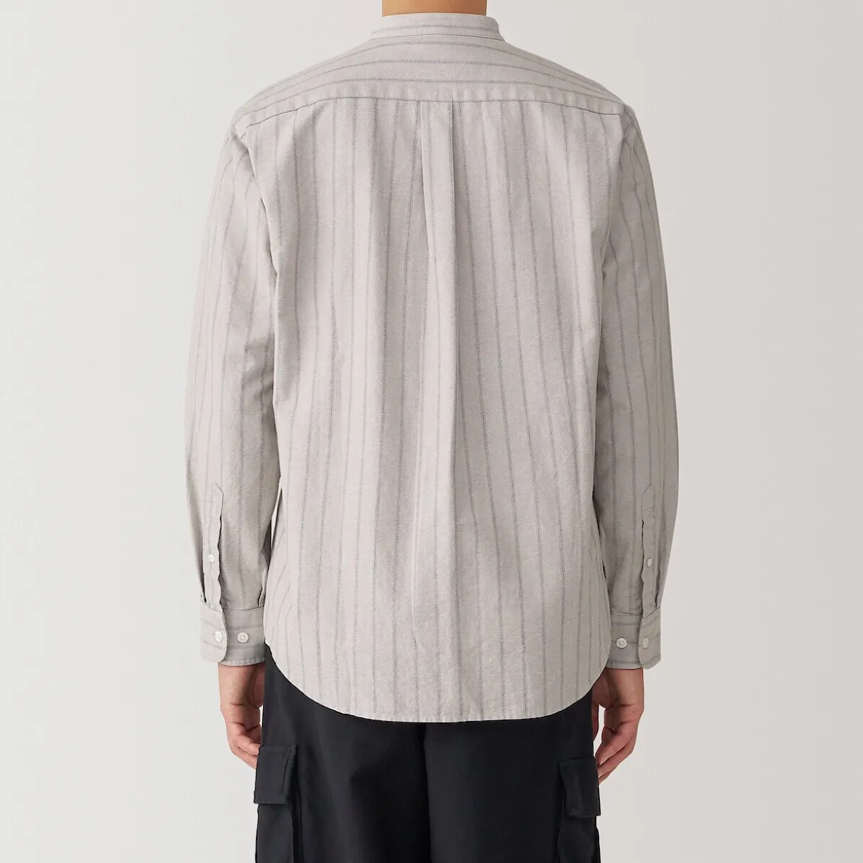 Chemise en coton Oxford lavé col officier homme