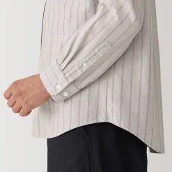 Chemise en coton Oxford lavé col officier homme