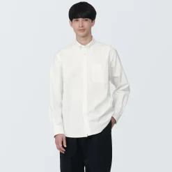 Chemise en coton Oxford lavé col boutonné homme