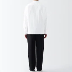 Chemise en coton Oxford lavé col officier homme