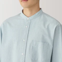 Chemise en coton Oxford lavé col officier pour homme…