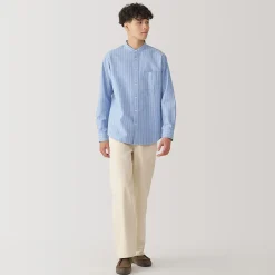 Chemise en coton Oxford lavé col officier pour homme…