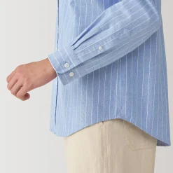 Chemise en coton Oxford lavé col officier pour homme…