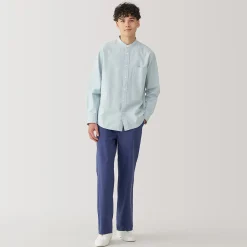 Chemise en coton Oxford lavé col officier pour homme…