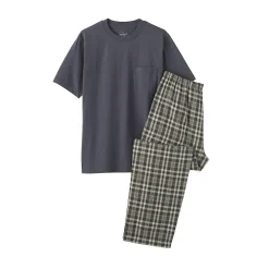 Ensemble d'intérieur avec pantalon en double gaze pour homme