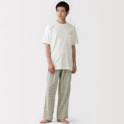 Ensemble d'intérieur avec pantalon en double gaze pour homme