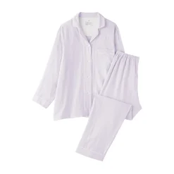 Ensemble pyjama à manches longues en gaze double pour femme