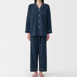 Ensemble pyjama à manches longues en gaze double pour femme