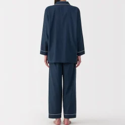 Ensemble pyjama à manches longues en gaze double pour femme