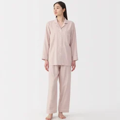 Ensemble pyjama à manches longues en gaze double pour femme