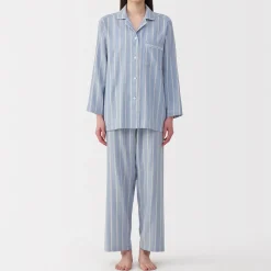 Ensemble pyjama à manches longues en gaze double pour femme
