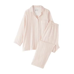 Ensemble pyjama à manches longues en gaze double pour femme
