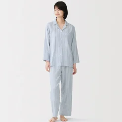 Ensemble pyjama à manches longues en gaze double pour femme