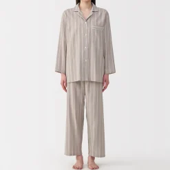 Ensemble pyjama à manches longues en gaze double pour femme
