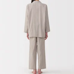 Ensemble pyjama à manches longues en gaze double pour femme