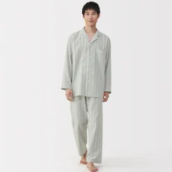 Ensemble pyjama à manches longues en gaze double pour homme