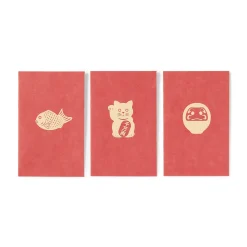 Enveloppes petites en papier de bambou avec motifs porte-bonheur - Rouge