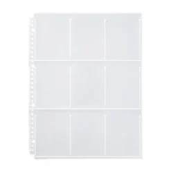 Feuilles porte‐photo de recharge pour format A4 large ‐ 9 pochettes, format carte à collectionner