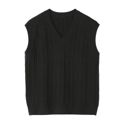 Gilet en tricot torsadé de mélange de coton pour femme
